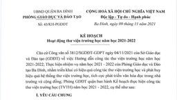 Kế hoạch số 43/KH-PGDĐT ngày 9/11/2021 của Phòng Giáo dục và Đào tạo quận Ba Đình về hoạt động thư viện trường học năm học 2021-2022