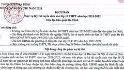 Kịch bản phục vụ kỳ thi tuyển sinh vào lớp 10 THPT năm học 2021-2022 trên địa bàn Quận Ba Đình