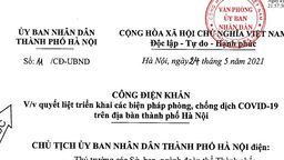 Công điện số 11/CĐ-UBND về việc quyết liệt triển khai các biện pháp phòng, chống dịch Covid-19 trên địa bàn thành phố Hà Nội
