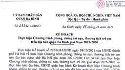 Kế hoạch số 283/KH-UBND ngày 5/11/2021 của UBND quận Ba Đình thực hiện Chương trình phòng, chống tai nạn, thương tích trẻ em trên địa bàn quận giai đoạn 2021-2030