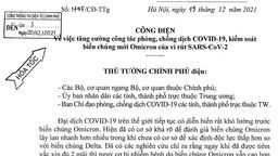 Công điện số 1745/CĐ-TTg của Thủ tướng chính phủ ngày 19/12/2021 Về việc tăng cường công tác phòng, chống dịch Covid-19, kiểm soát biến chủng mới Omicron của virut SARS-CoV-2