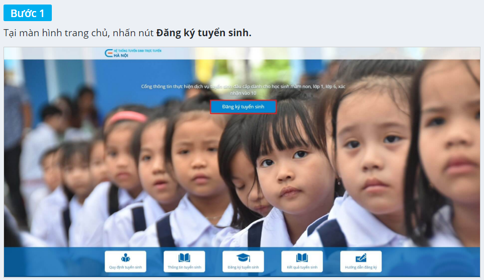 Hướng dẫn đăng ký tuyển sinh trực tuyến vào lớp 6 năm học 2020-2021