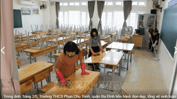 Báo Giáo dục và Thời đại đưa tin về công tác chuẩn bị đón học sinh trở lại của các trường học tại Hà Nội trong đó có trường THCS Phan Chu Trinh
