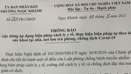 UBND Phường Ngọc Khánh thông báo về thực hiện biện pháp tự theo dõi sức khỏe tại nhà