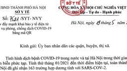 Sở Y tế Hà Nội ban hành Công văn về việc đẩy mạnh khai báo y tế điện tử phục vụ phòng, chống dịch Covid-19 bằng mã QR