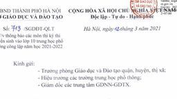 Thông báo các môn thi kỳ thi vào lớp 10 THPT công lập năm học 2021-2022