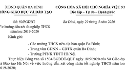 Công văn của Phòng giáo dục hướng dẫn xét tốt nghiệp THCS năm học 2019-2020