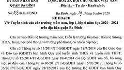 Kế hoạch tuyển sinh vào các trường mầm non, lớp 1, lớp 6 năm học 2020-2021 trên địa bàn quận Ba Đình
