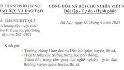 Công văn số 1146/SGĐT-QLT Hướng dẫn tuyển sinh vào lớp 10 THPT năm học 2021-2022