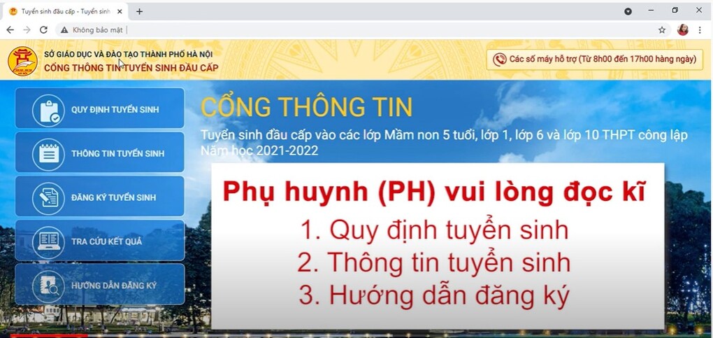 Video hướng dẫn phụ huynh học sinh đăng ký tuyển sinh trực tuyến cho con