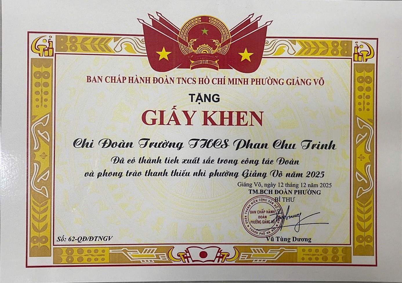 Dấu ấn của Chi Đoàn THCS Phan Chu Trinh trong công tác Đoàn năm 2025