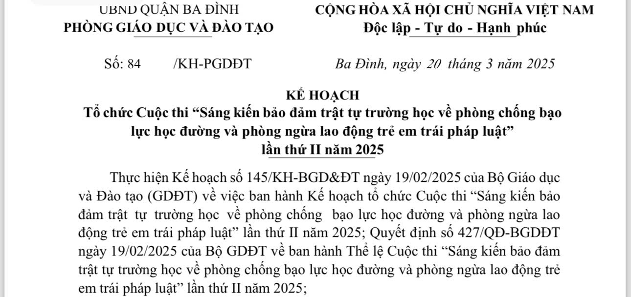Phát động cuộc thi “Sáng kiến bảo đảm trật tự trường học về phòng chống bạo lực học đường và phòng ngừa lao động trẻ em trái pháp luật” lần thứ II năm 2025