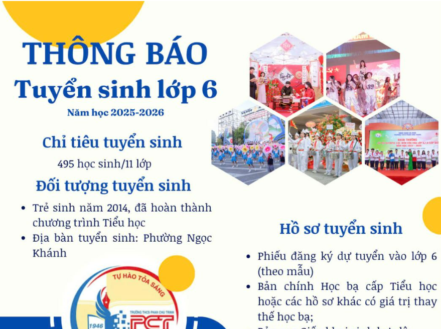 Thông báo tuyển sinh lớp 6 năm học 2025-2026