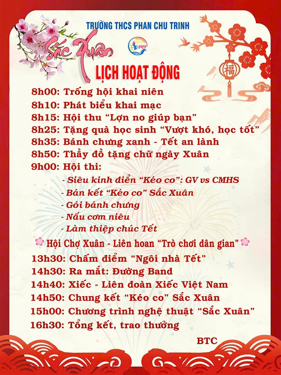 Lịch hoạt động chương trình Sắc xuân Phan Chu Trinh 2026